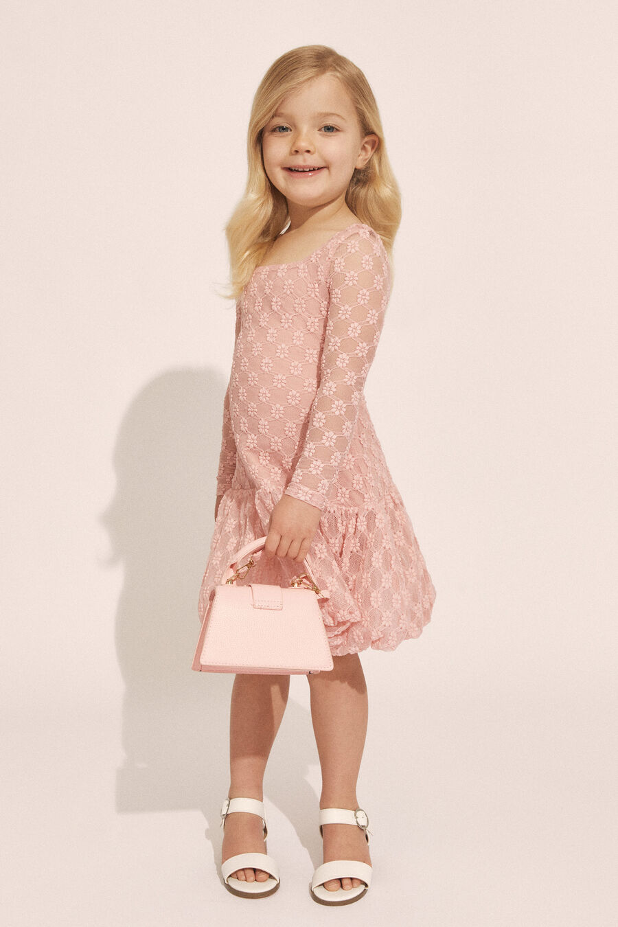 ROSALIE BUBBLE MINI DRESS in colour CLOUD PINK