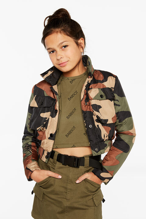 ZELDA CROP BOMBER in colour BURNT OLIVE