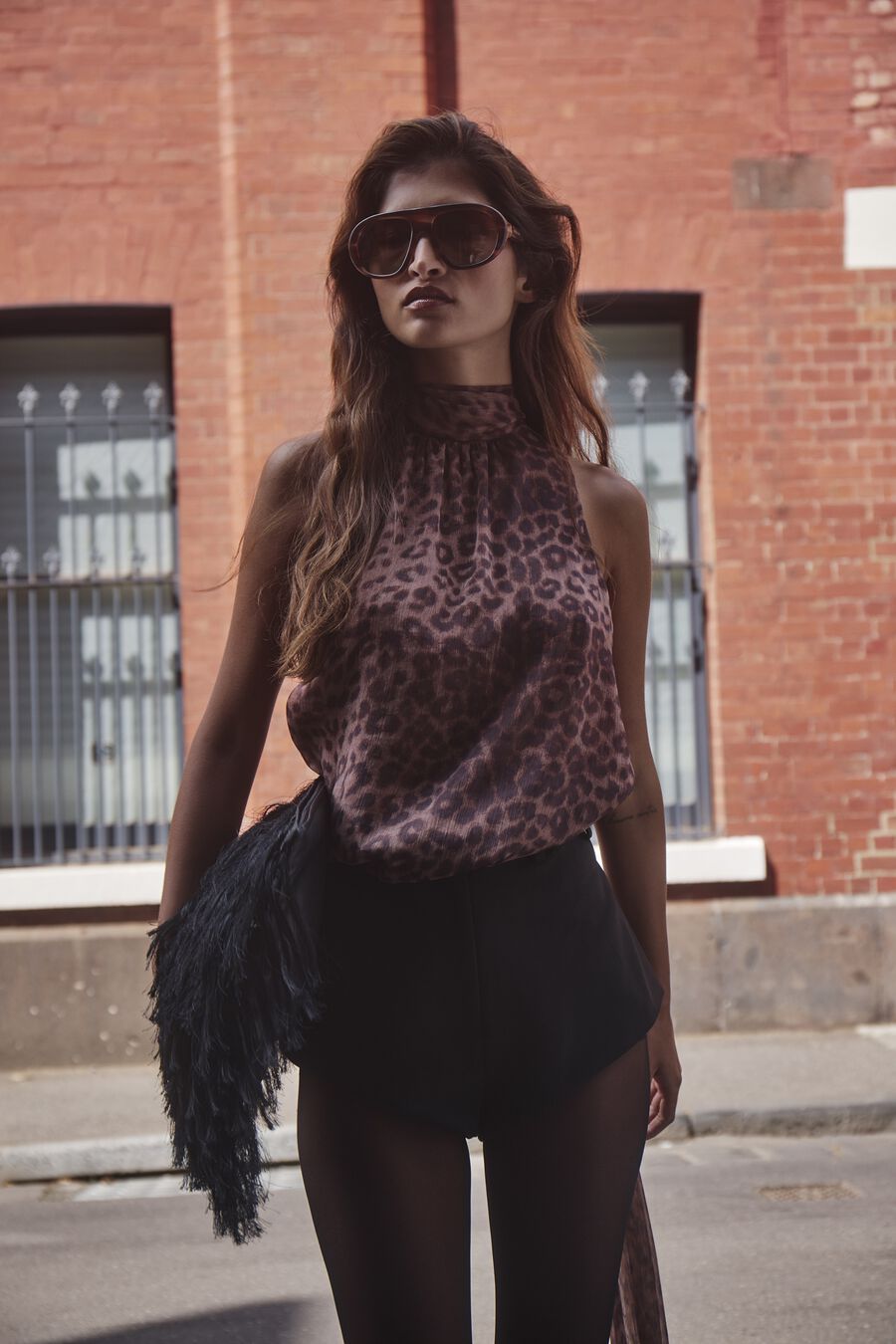 Arlette Neck Tie Printed Top