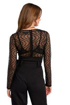 WAVE MESH BODYSUIT in colour CAVIAR