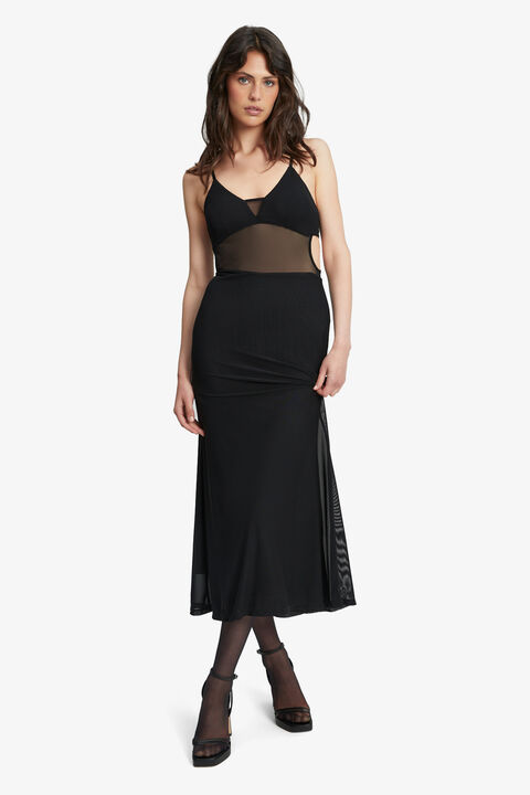 HARLEQUIN MIDI DRESS in colour CAVIAR