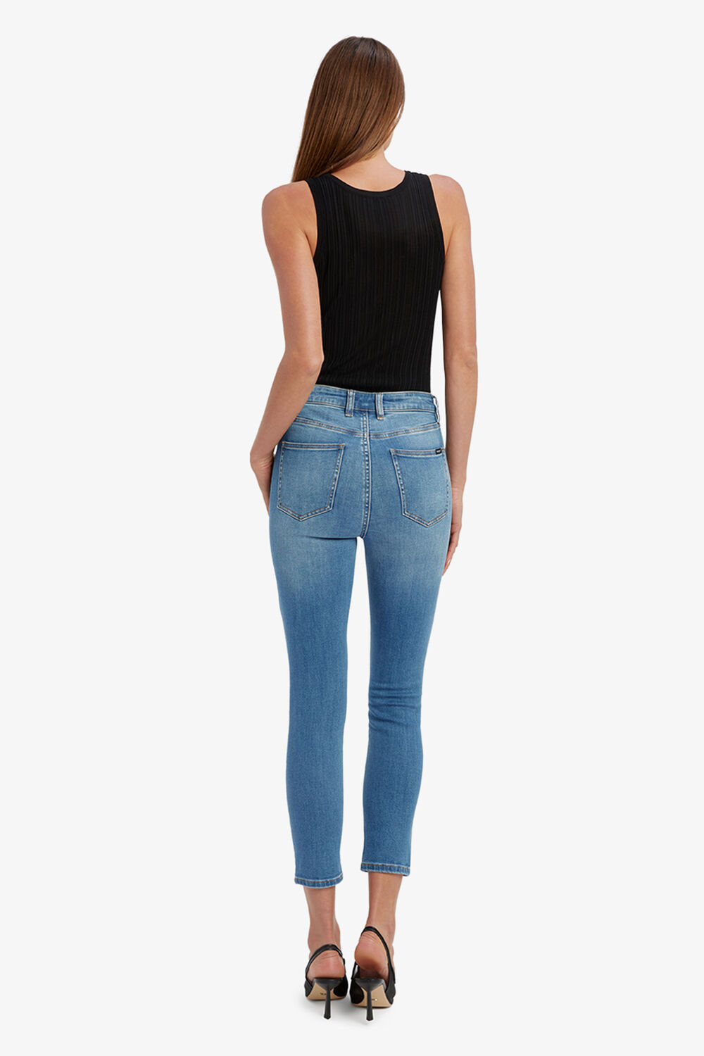 KHLOE HI CROP JEAN II in colour DARK DENIM