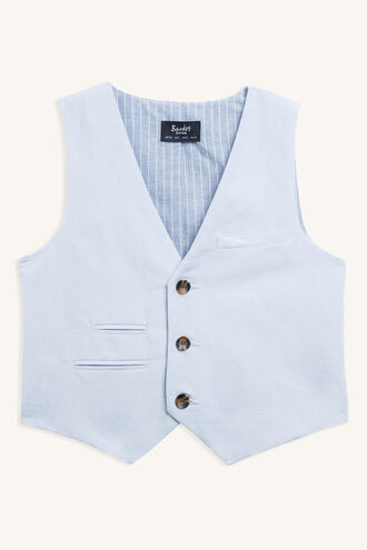 MILES LINEN VEST in colour ILLUSION BLUE