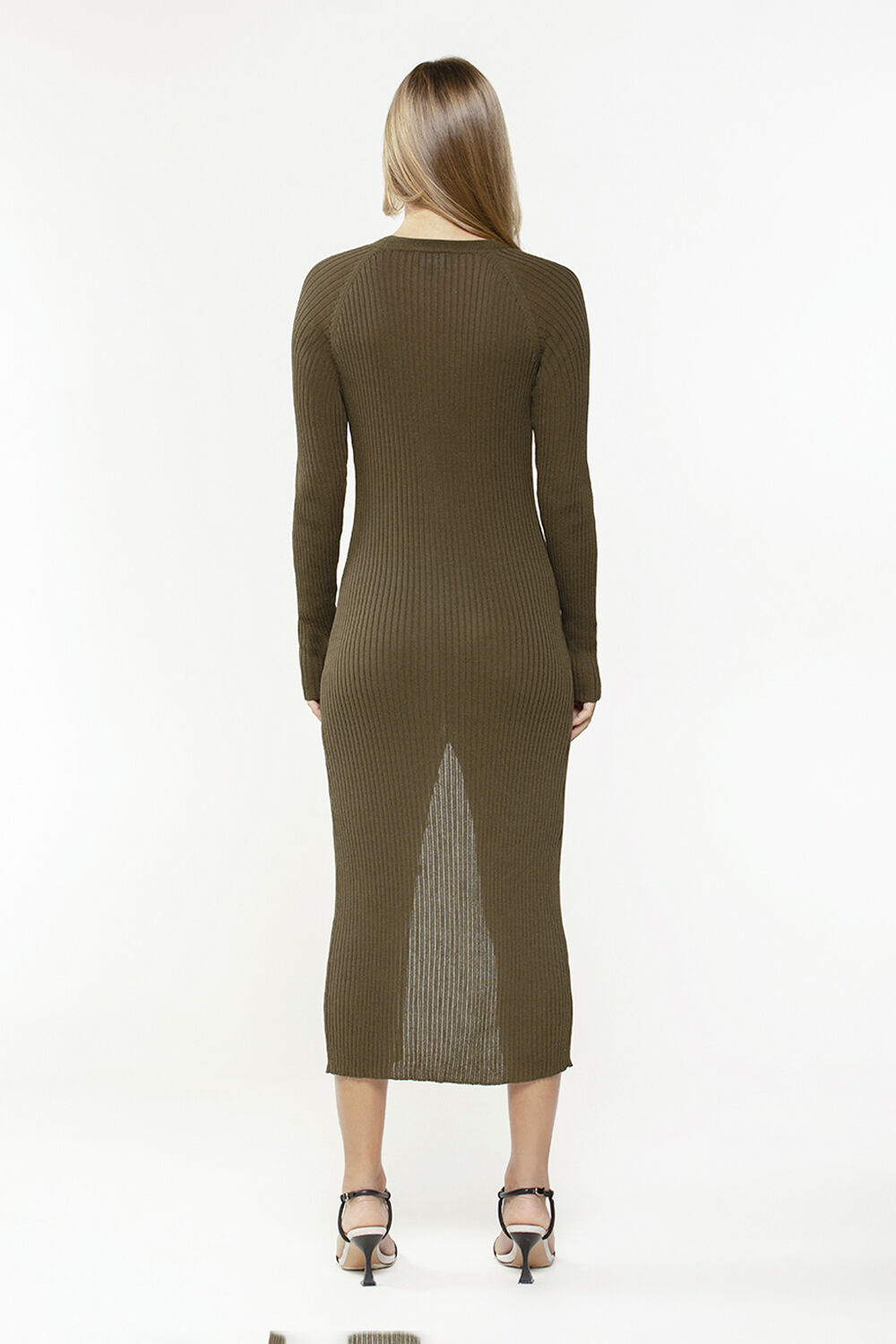 khaki button front dress