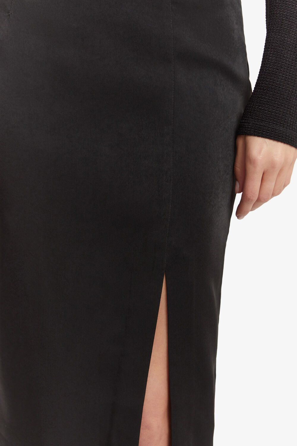 REAGAN MIDI SLIT SKIRT in colour CAVIAR