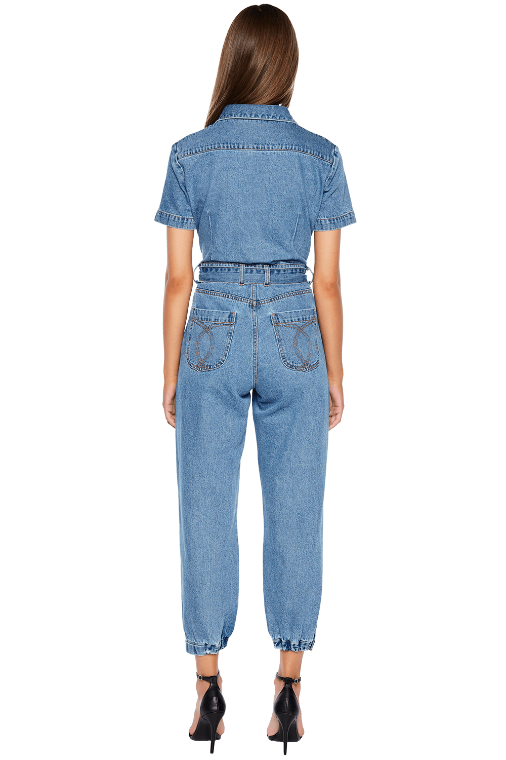 denim zip romper