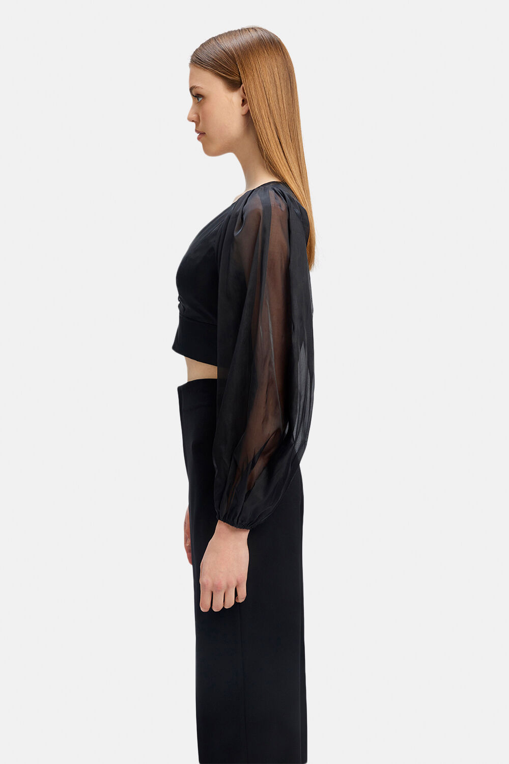 EVA ORGANZA TOP in colour CAVIAR