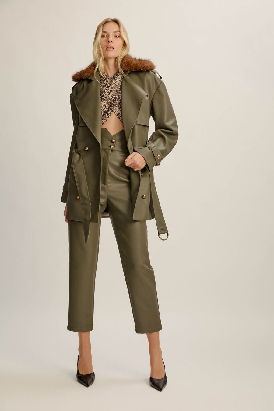 Vegan Leather & Faux Fur Coat