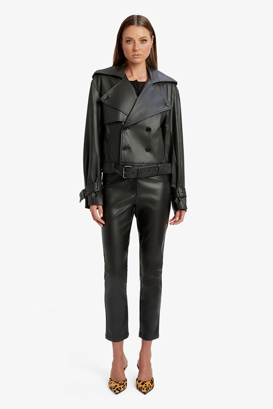 DOUBLE BREASTED BIKER JACKET in colour BLACK