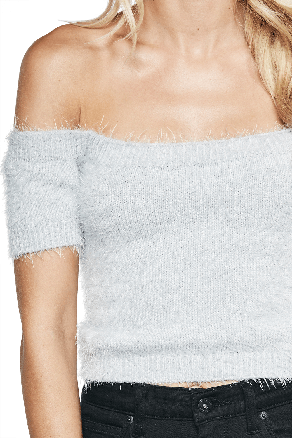 Fluffy Crop Top Ladies Clothing & Knitwear & Cardigans Bardot