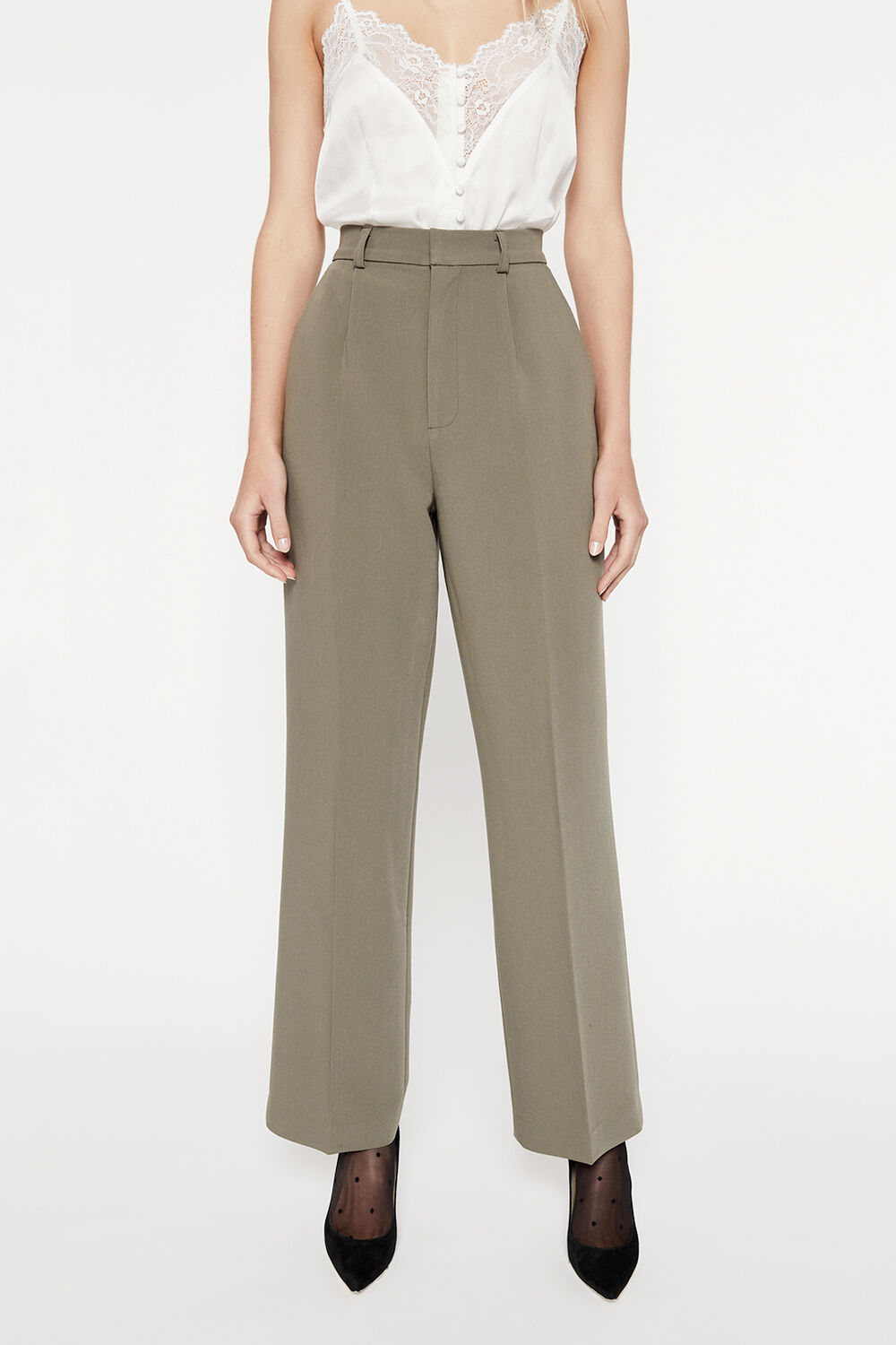 Maison Straight Leg Pant in Khaki | Bardot