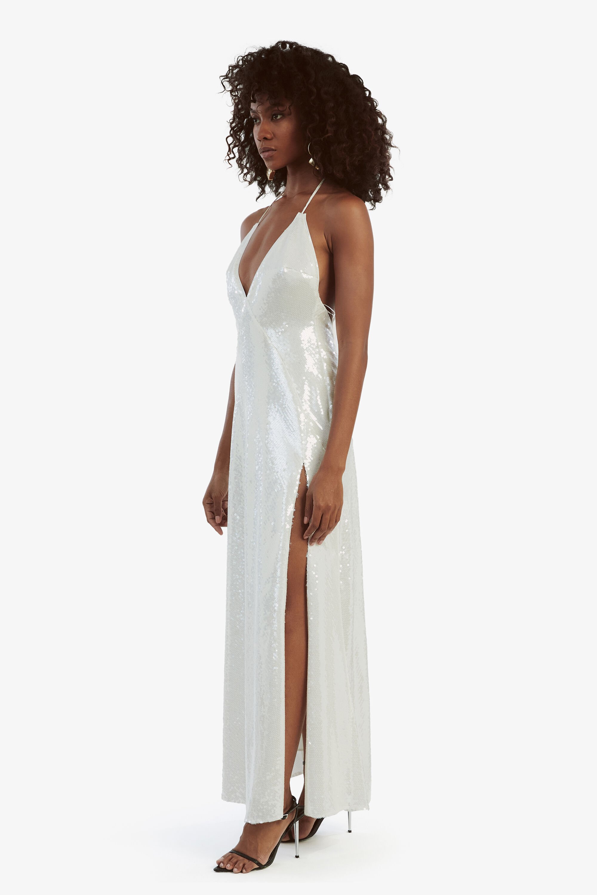 Yve Halter Dress In White Bardot