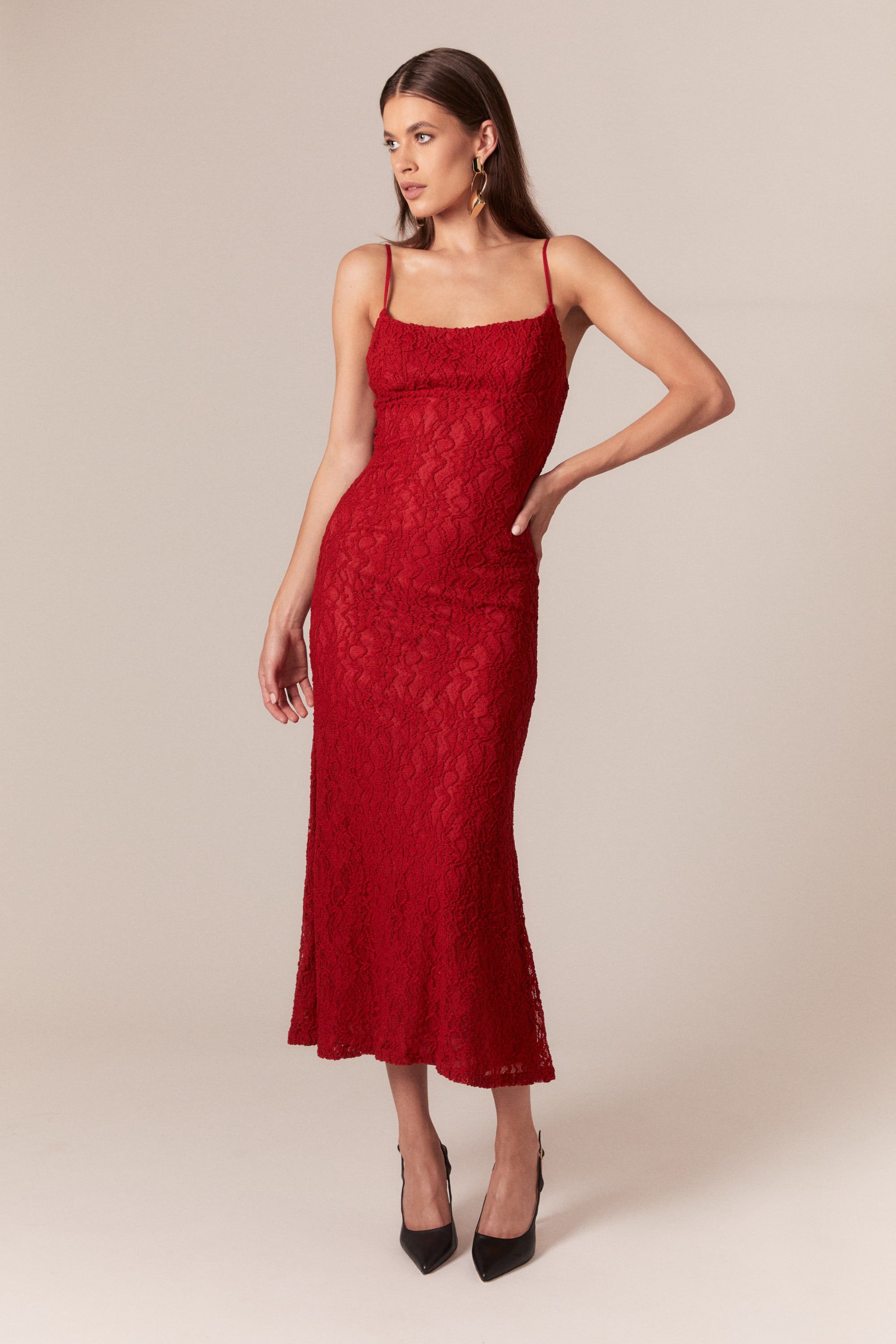 Bardot sapphire lace midi dress cheap