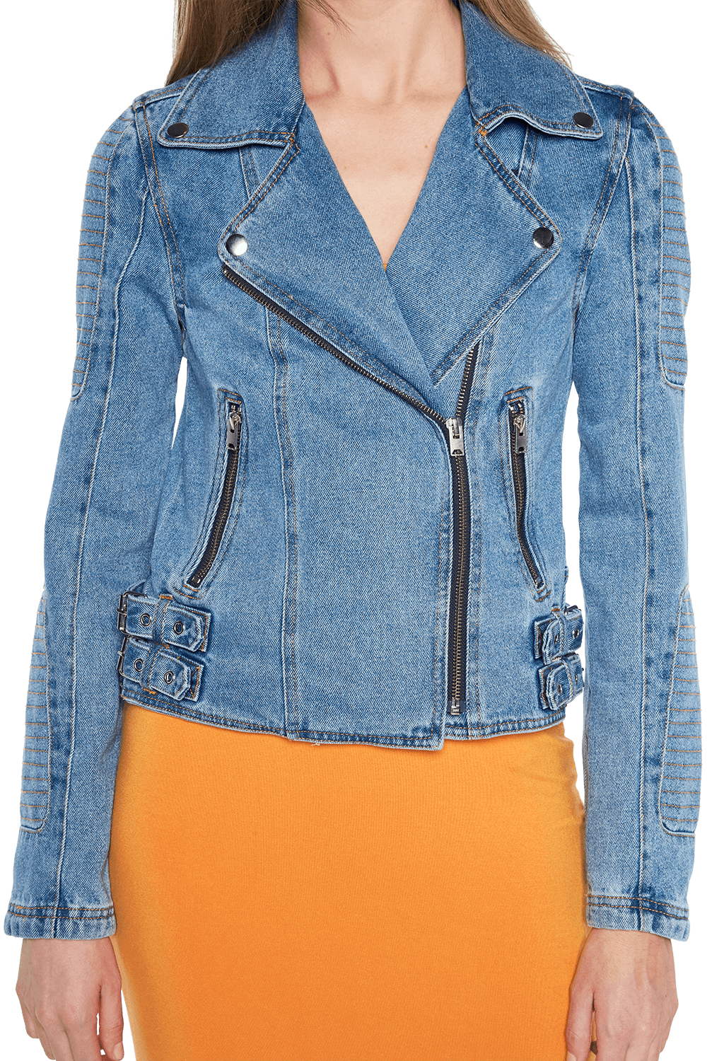ubemandede loyalitet ekstra Denim Biker Jacket in Vintage | Bardot