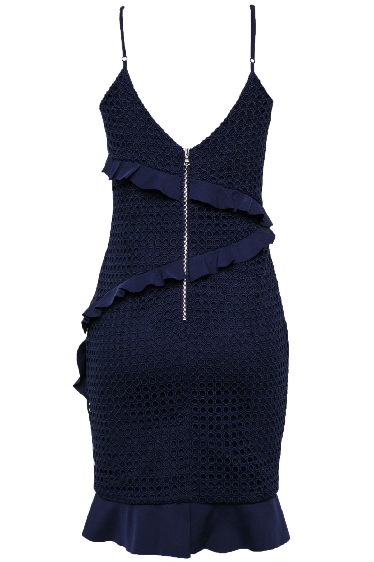 Fae Lace Dress in Deep Navy | Bardot