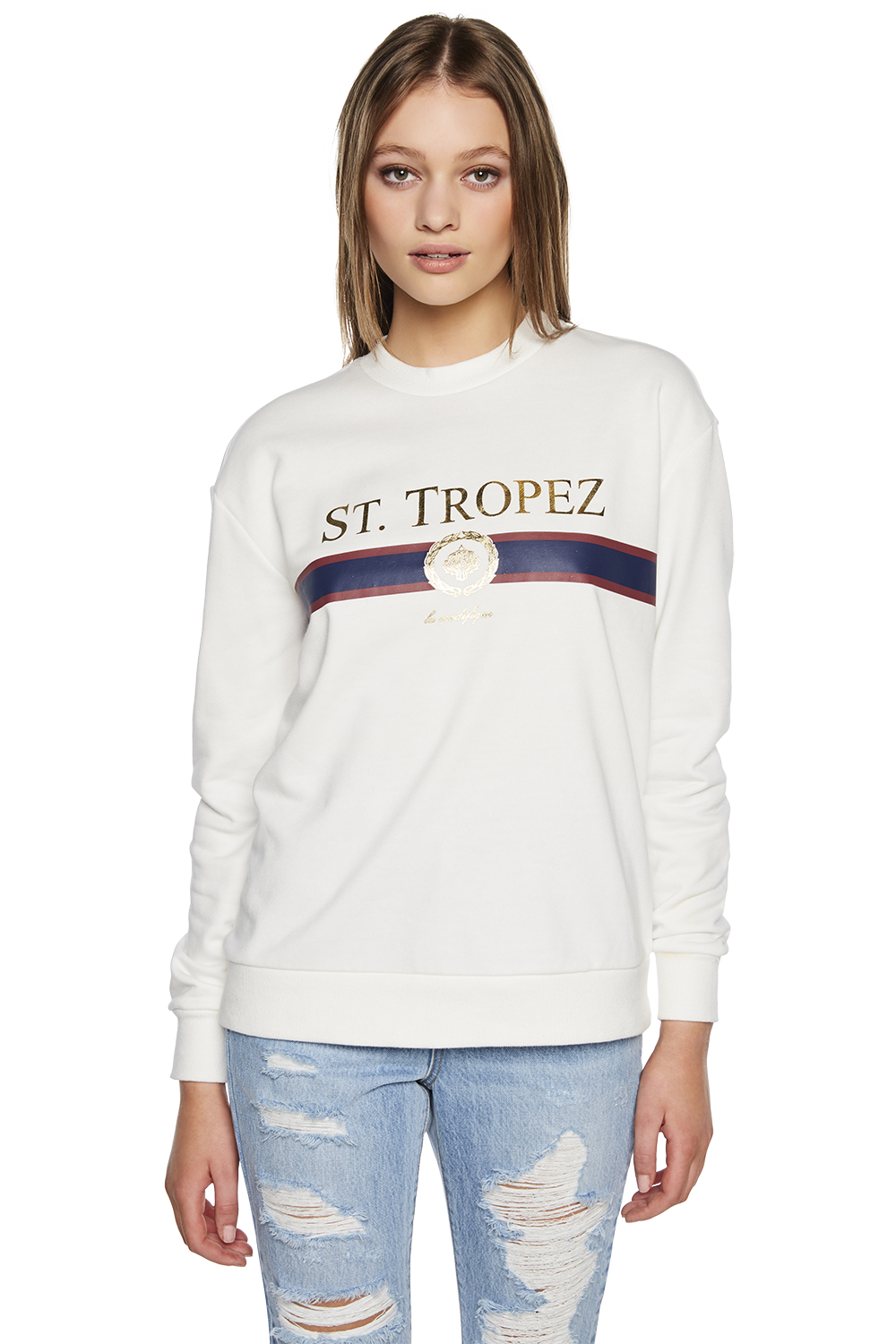 St Tropez Sweatshirt in Ivory | Bardot