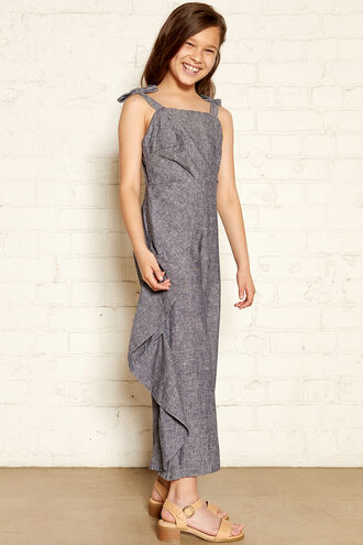 EVAH RUFFLE JUMPSUIT in colour MARITIME BLUE