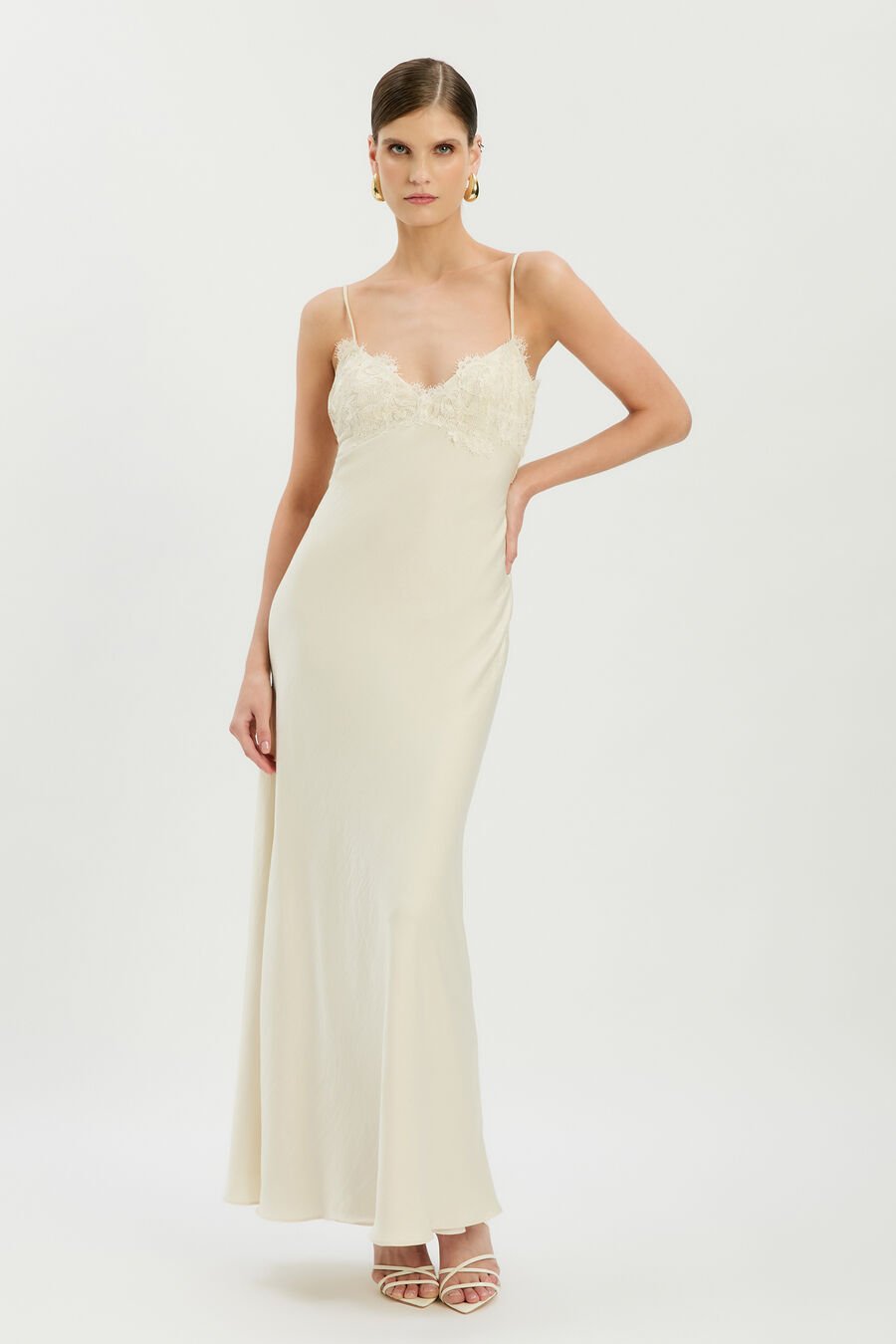 Elisan Lace Satin Maxi Dress