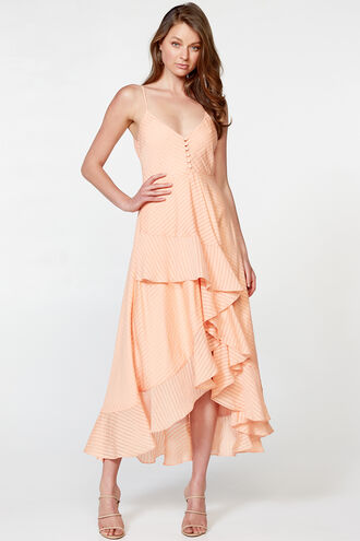 SARA FRILL DRESS in colour PALE PEACH
