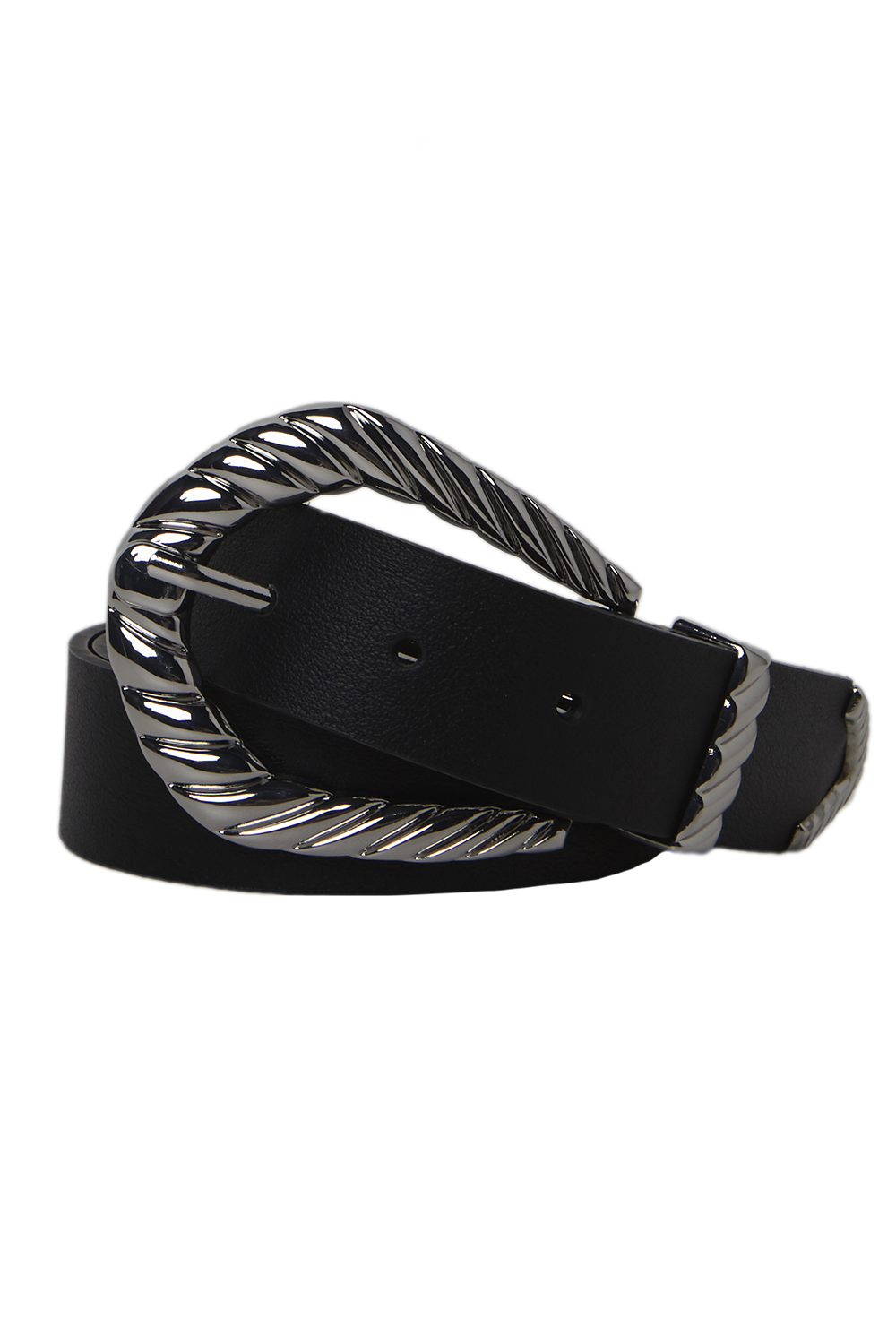 Waist Diamond Buckle Belt in Black Bardot