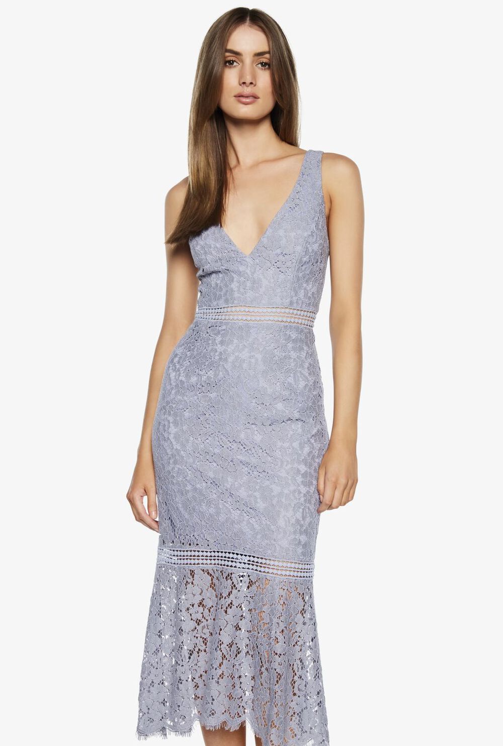 Sienna Trumpet Dress. in Ash Blue Bardot