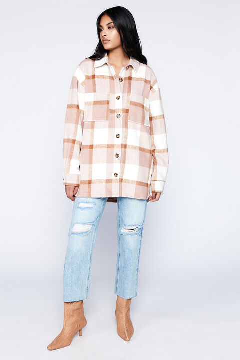 TALIA CHECK SHACKET in colour PEARL