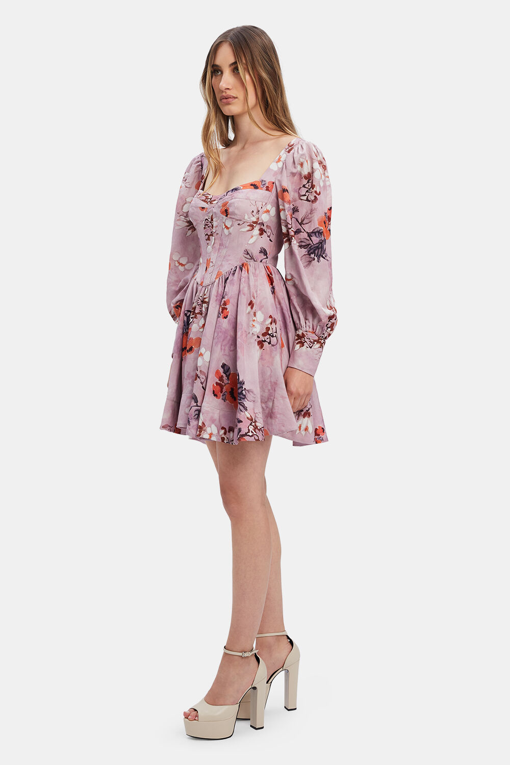 LILA FLORAL MINI DRESS in colour RABBIT
