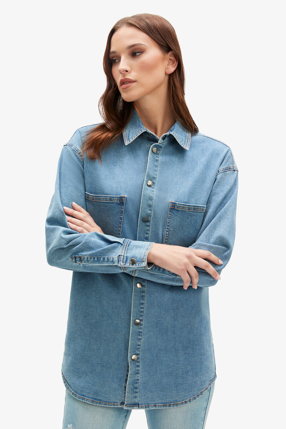 OVERSIZED DENIM SHIRT in colour MELLOW GREEN
