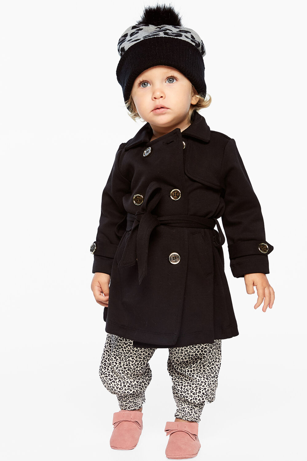 Baby Girl Ponti Trench Coat In Black Bardot Junior