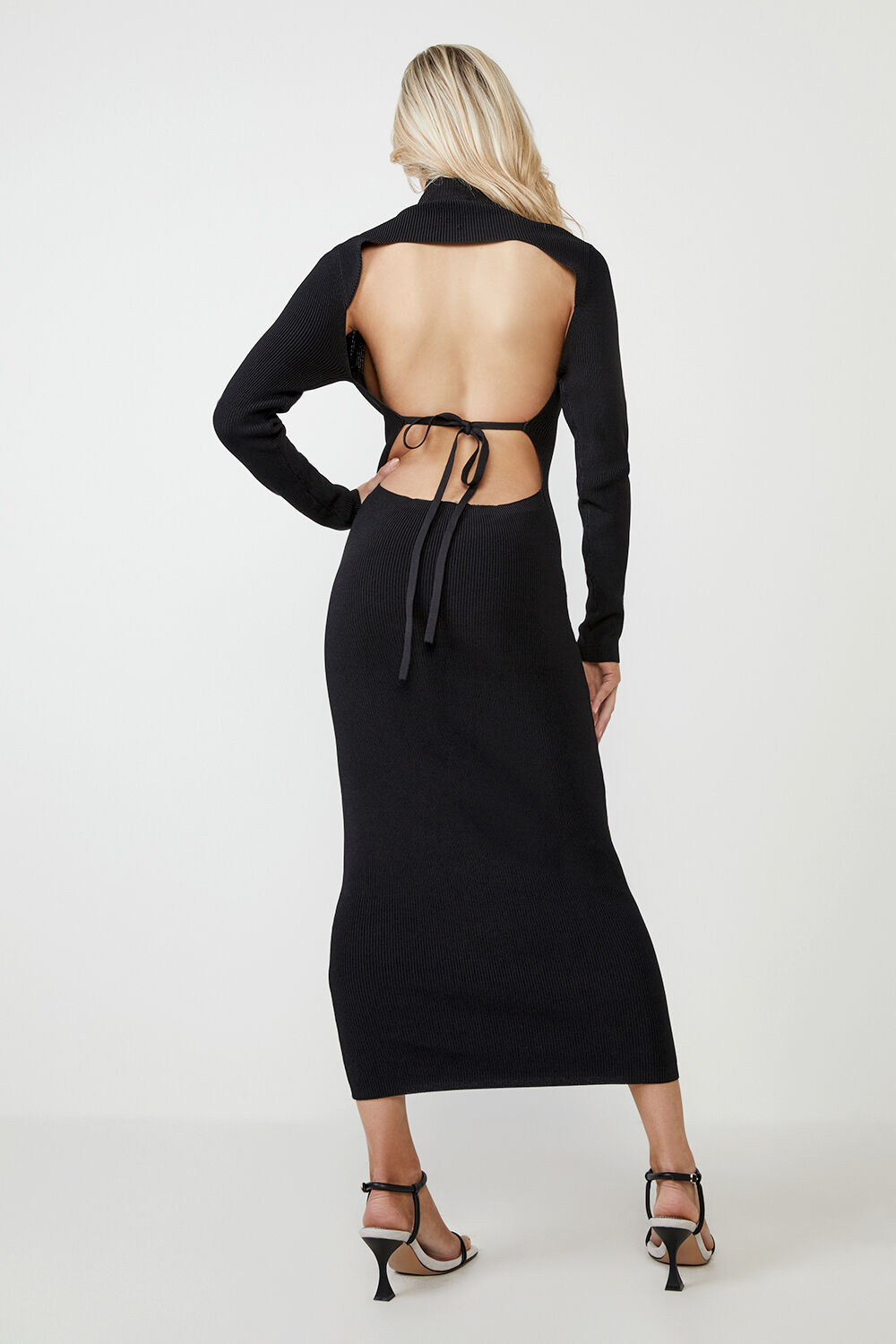 Santi Backless Knit Dress in Black | Bardot