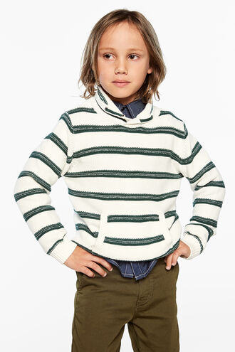 SHAWL STRIPE JUMPER in colour SYCAMORE