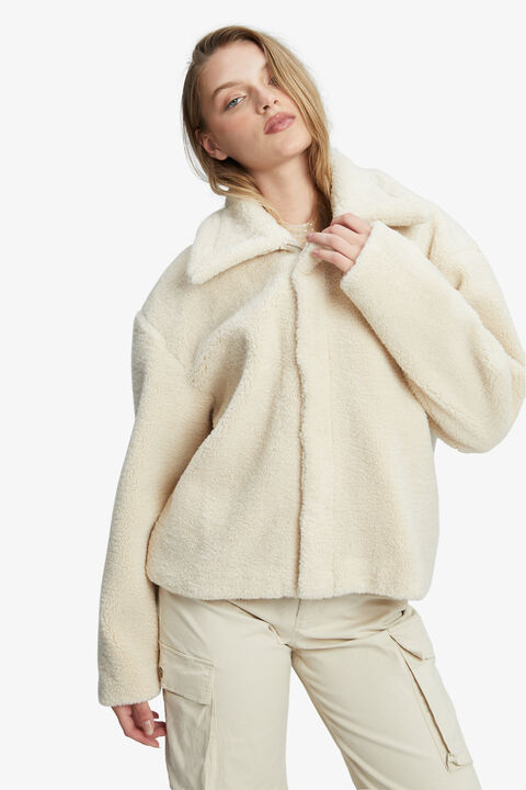 ASPEN FAUX FUR JACKET in colour EGRET