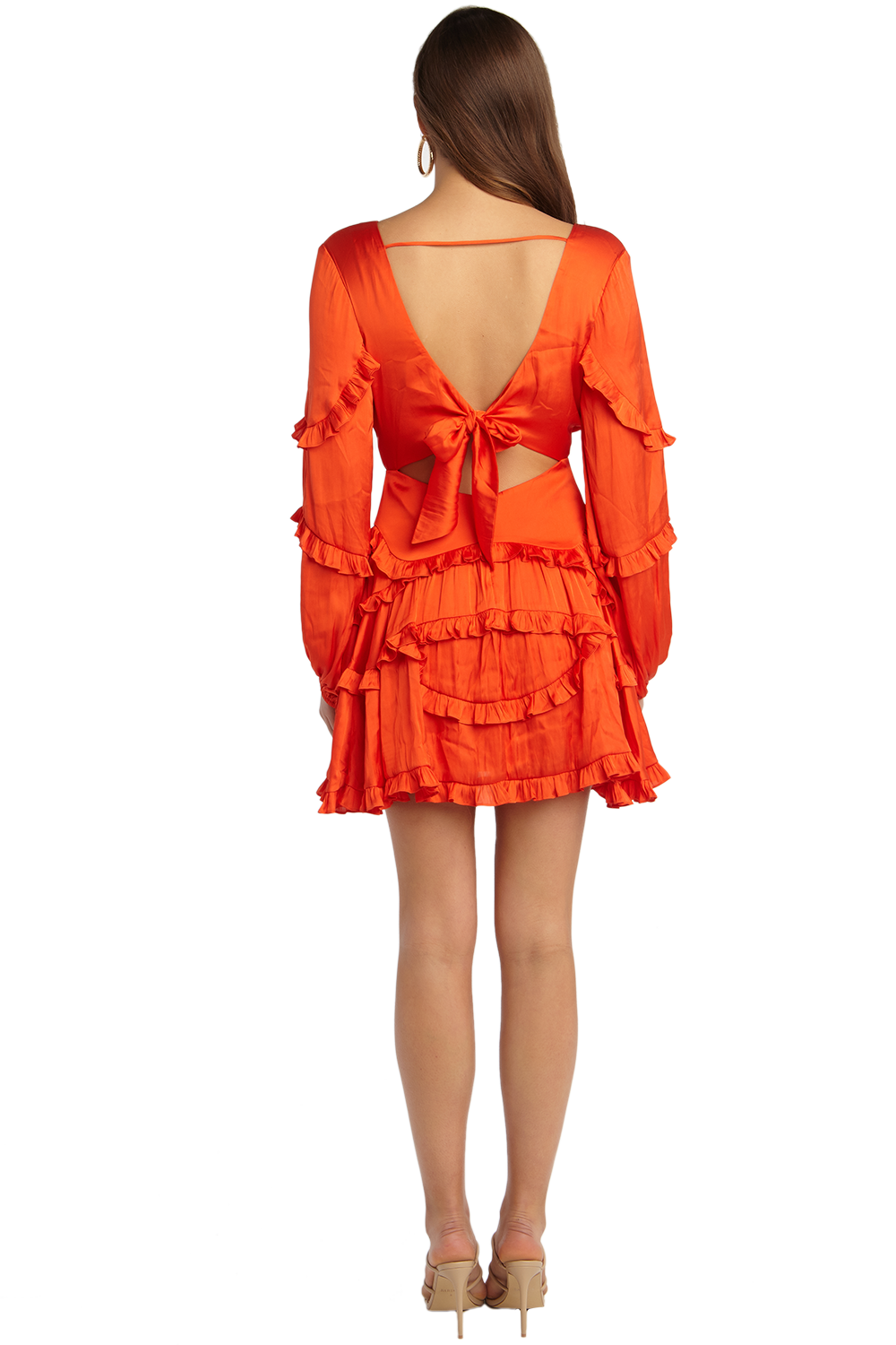 NALA FRILL DRESS in colour SPICY ORANGE