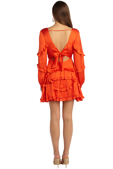 NALA FRILL DRESS in colour SPICY ORANGE