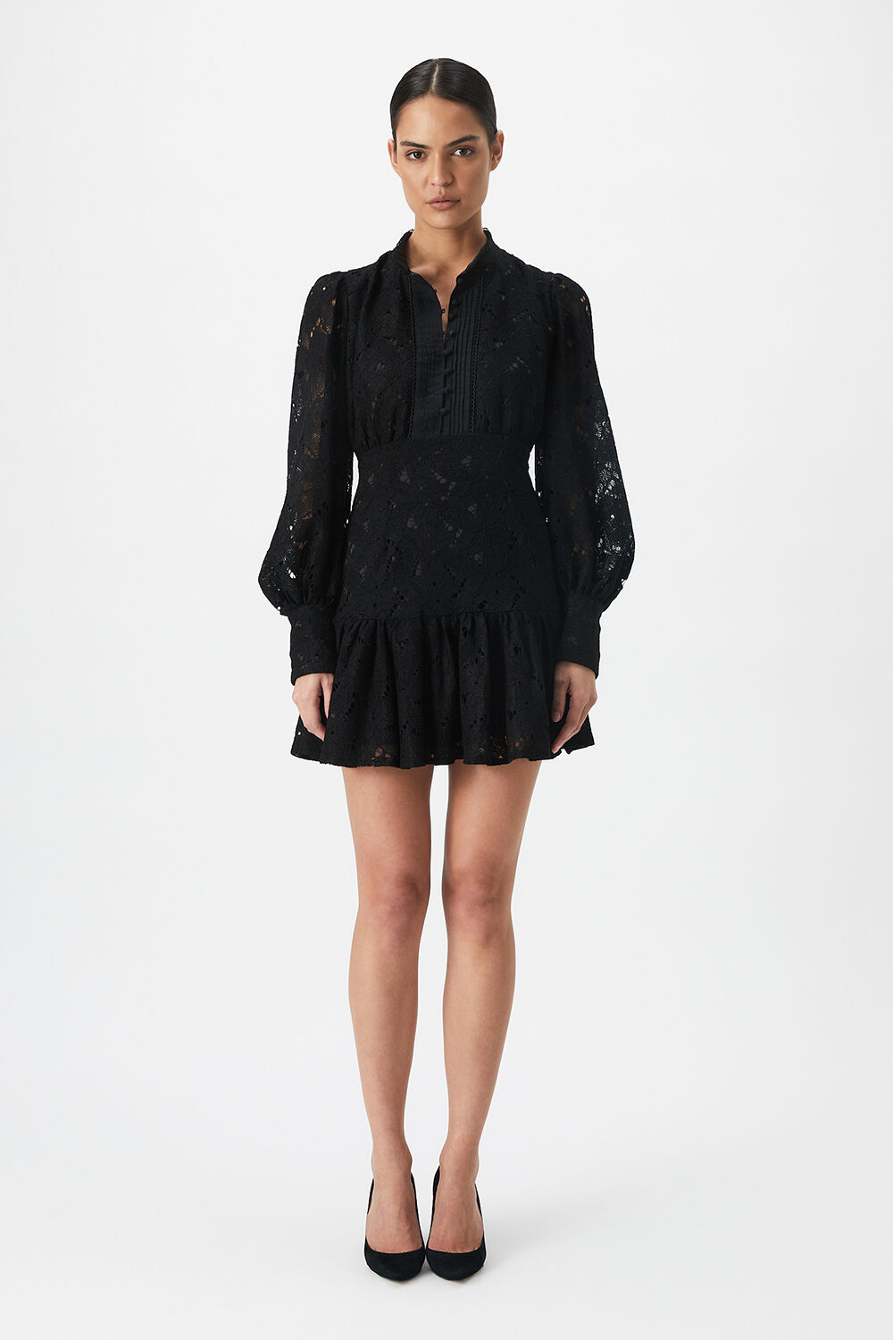 REMY MINI LACE DRESS in colour CAVIAR