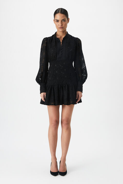 REMY MINI LACE DRESS in colour CAVIAR