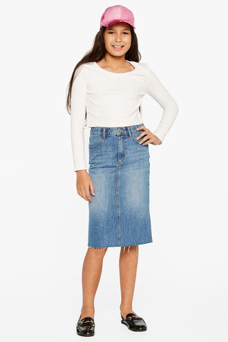 DENIM MIDI SKIRT in colour DUSTY BLUE