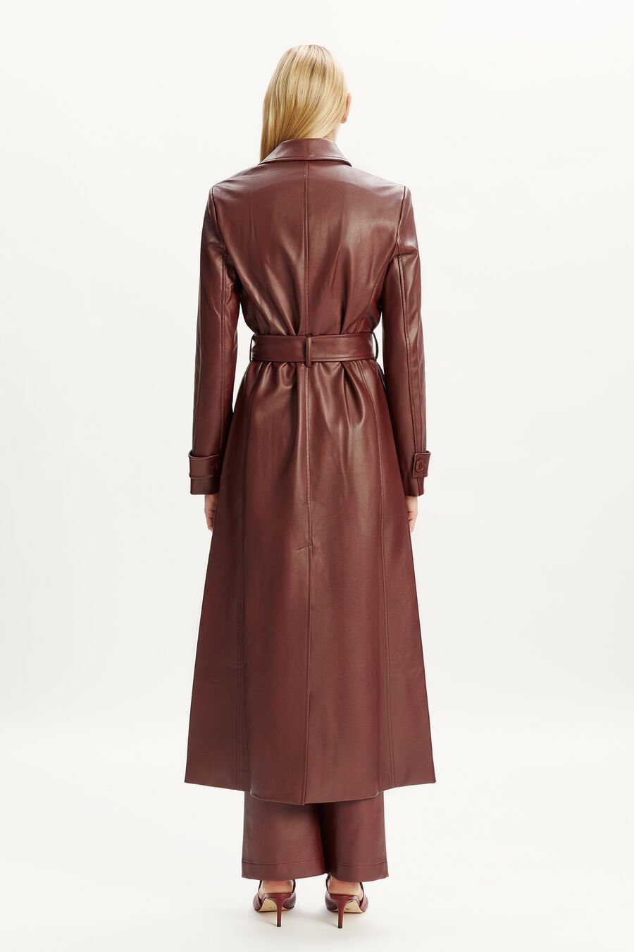 Vegan Leather Longline Coat