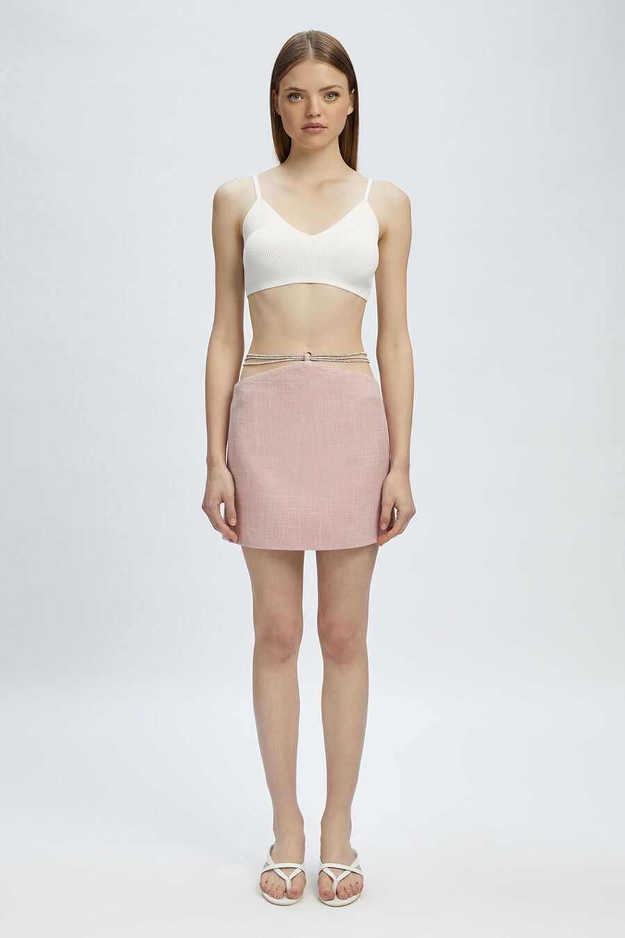 EMILIE BOUCLE SKIRT in colour PINK BOUCLE