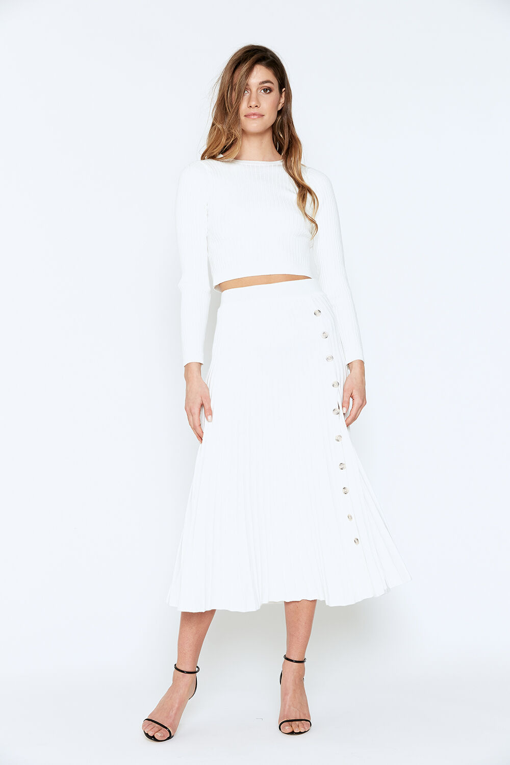 Ribbed button skirt clearance