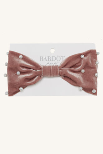 PEARL BOW HEADBAND in colour PINK CARNATION