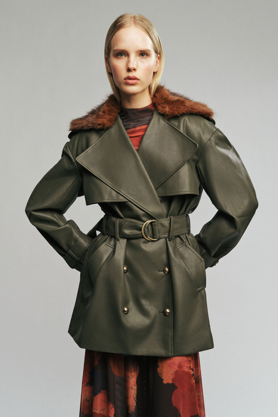 Vegan Leather & Faux Fur Coat
