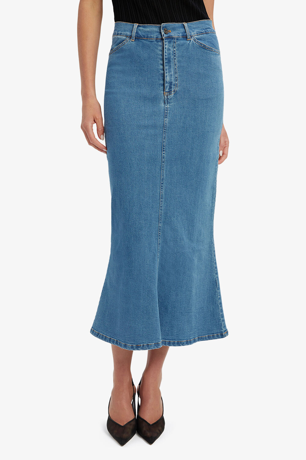 LARENCE DENIM MAXI SKIRT in colour CITADEL
