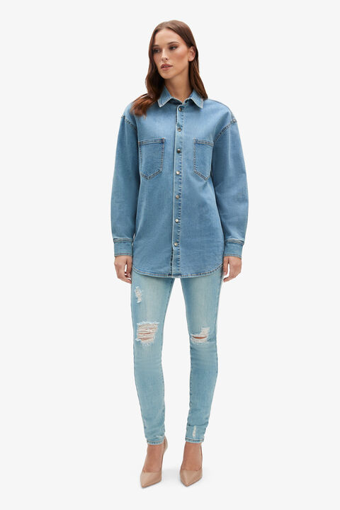 OVERSIZED DENIM SHIRT in colour MELLOW GREEN