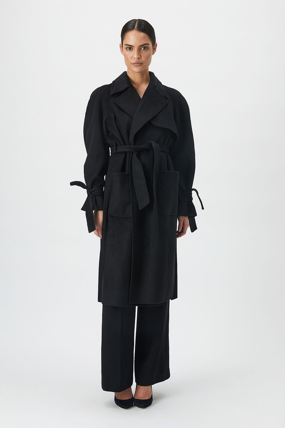 WOOL-RICH OVERSIZED TRENCH COAT in colour CAVIAR