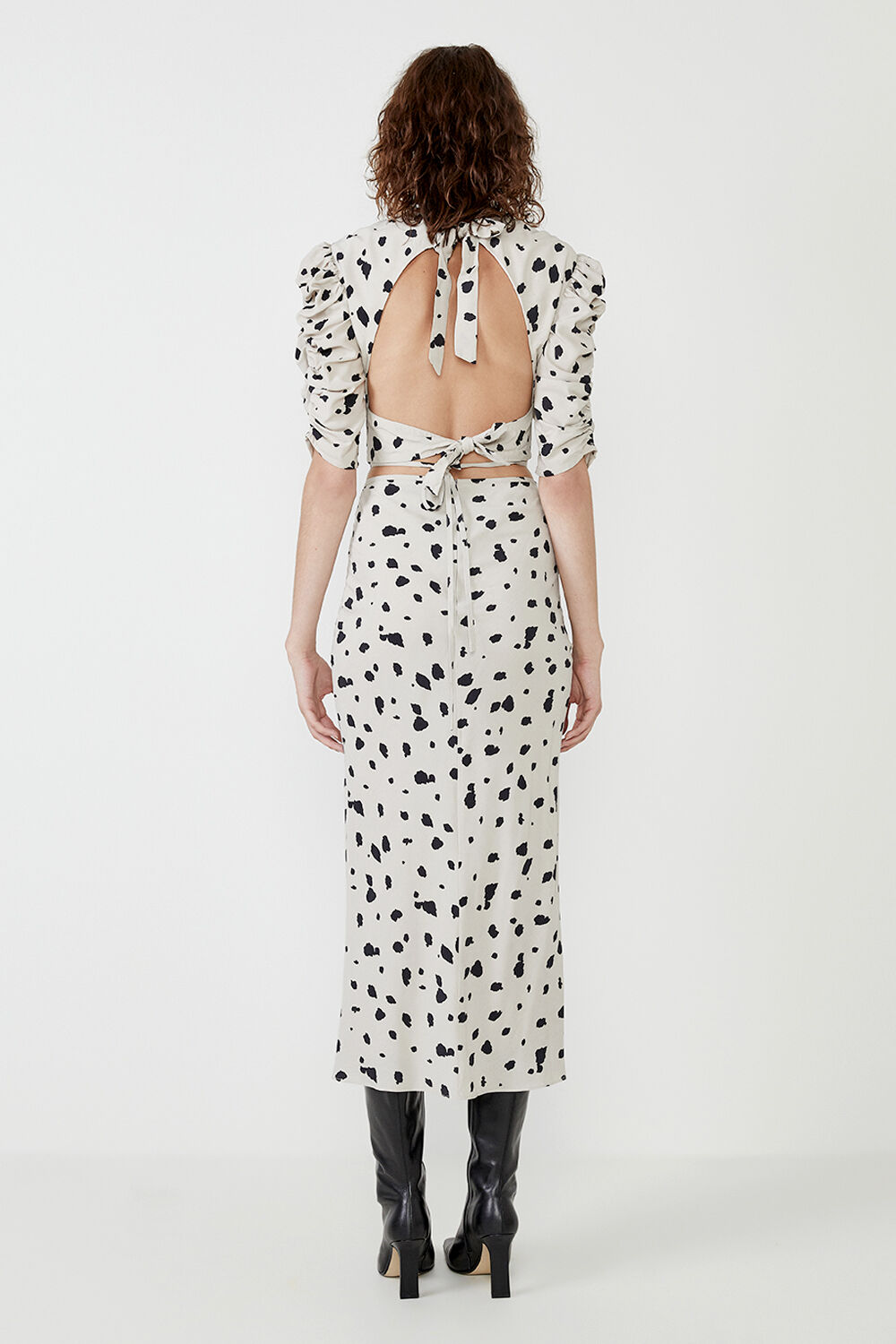 GRAPHIC SPOT BIAS SKIRT in colour GOLDEN GLOW