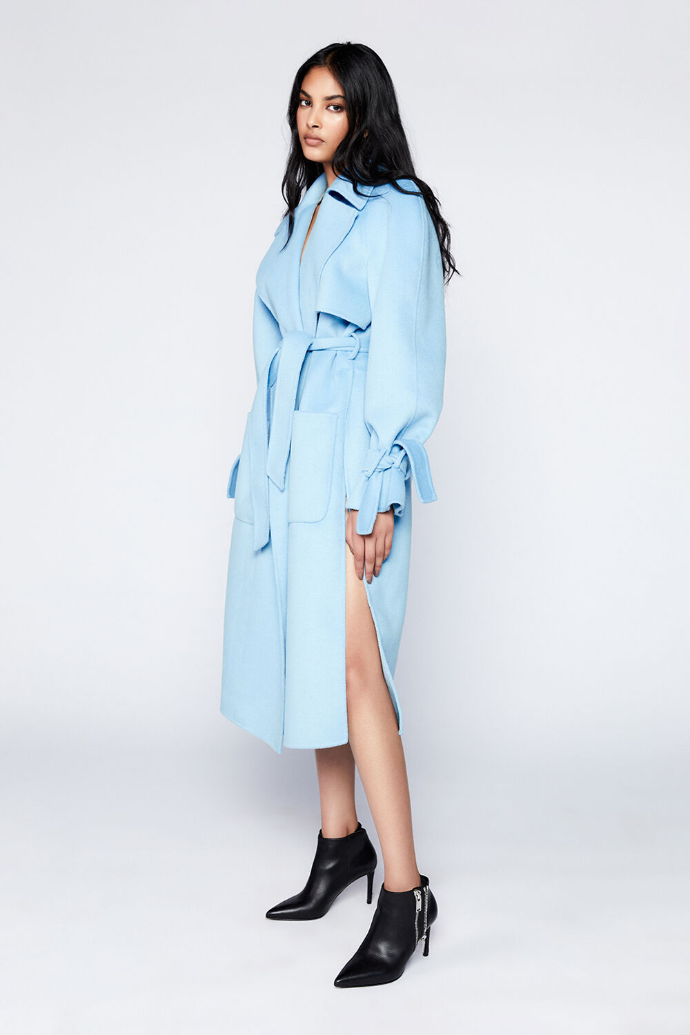 Powder blue duster coat store