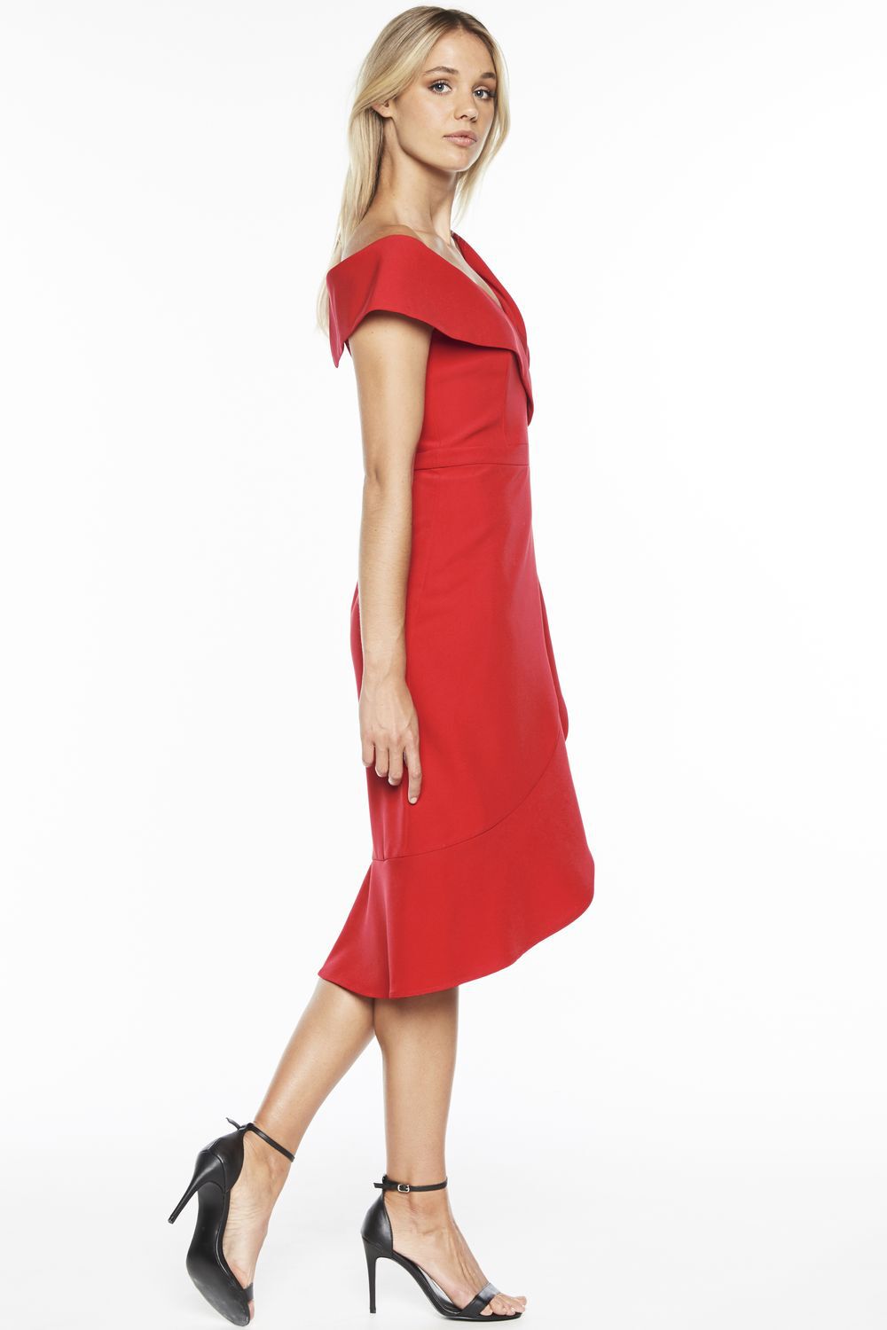 bardot bella flute dress