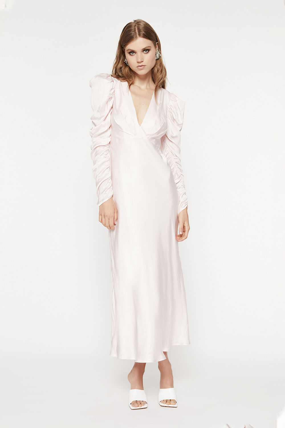 soft pink midi dress