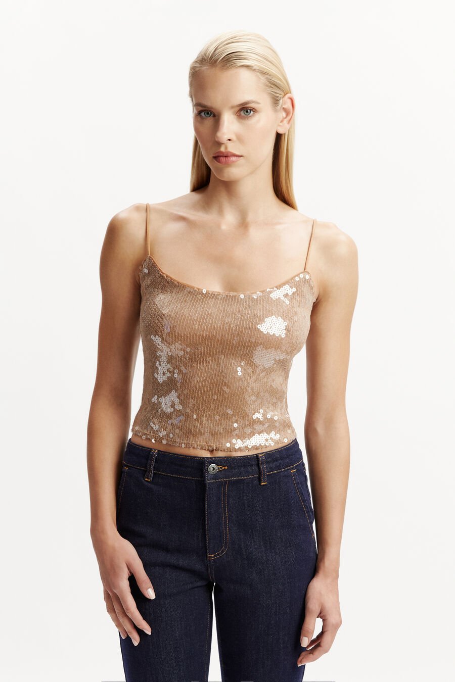 RAMIRA SEQUIN CAMI in colour NUDE